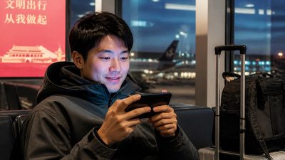 Havaalanı bekleme salonunda telefondan oynayan bir oyuncunun ekranı